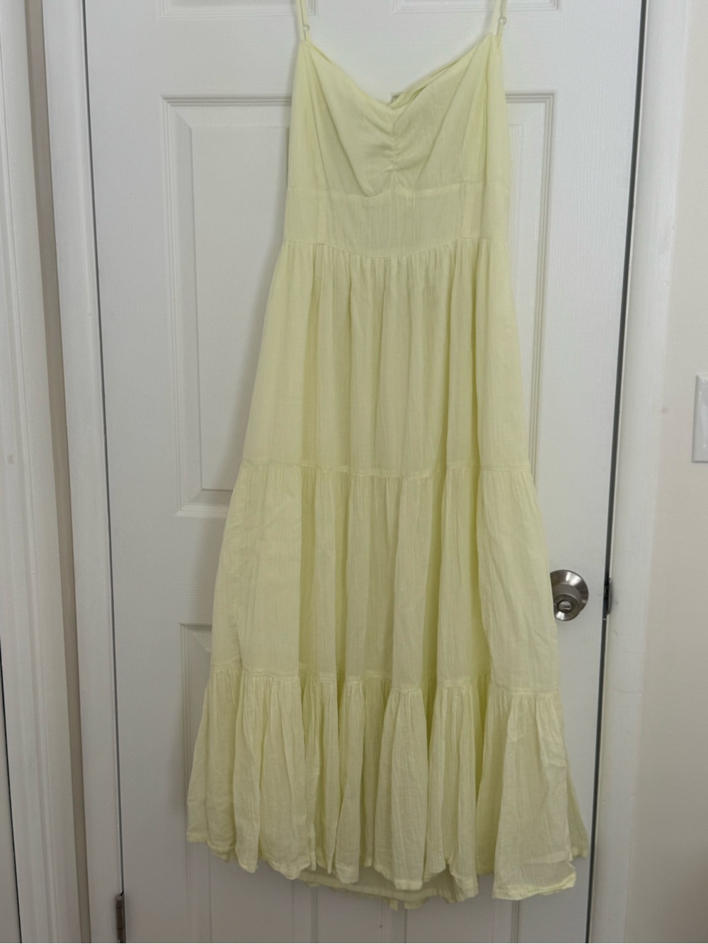 American Eagle Outfitters Pale Yellow Tiered Maxi Dress